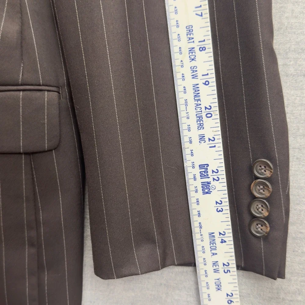 Ralph Lauren Brown Wool‎ Pinstripe Blazer Suit Jacket Classic Fit Sz 48L Read